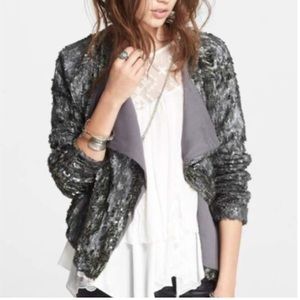Free People Sequin Open Drape Jacket